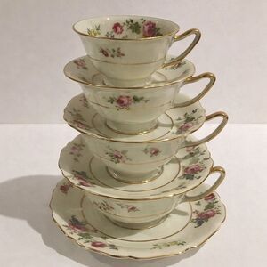 Thomas ivory Rosemont gold trim floral cup and saucer